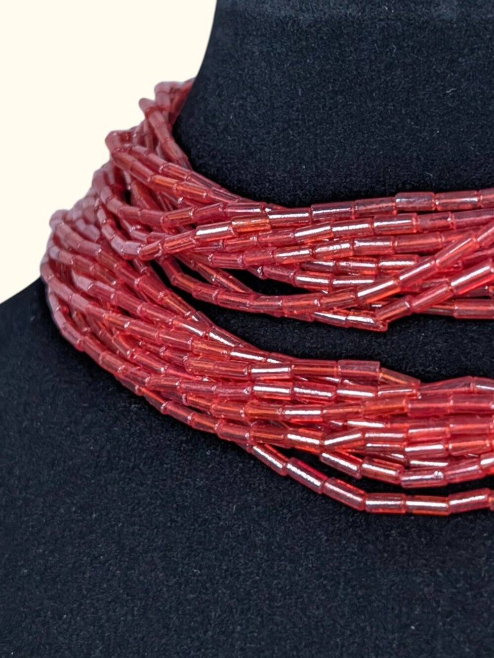 Vintage 12-Strand Red Bead Torsade Necklace - Picture 2 of 6